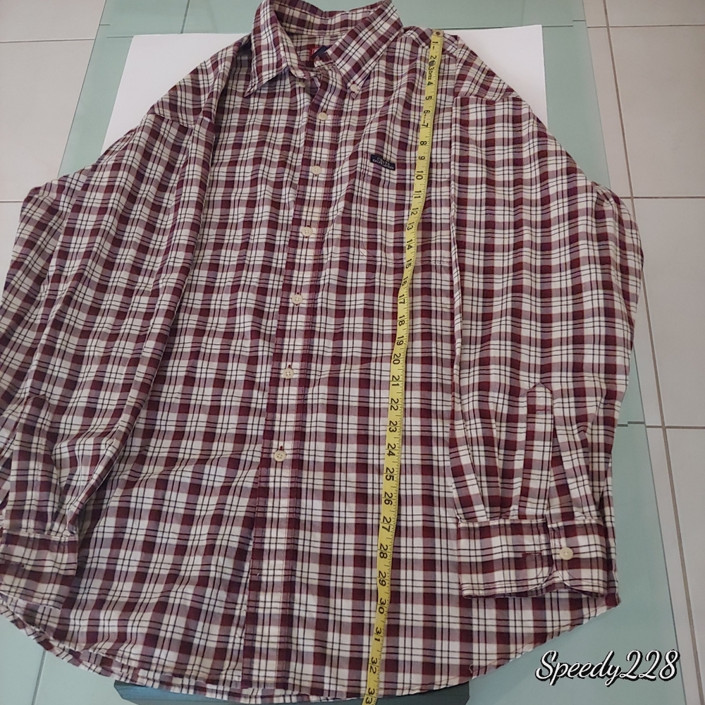 Chaps Ralph Lauren Burgundy long sleeve plaid - Picture 6 of 7